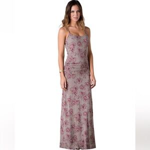 Toad & Co Long Island Dress Maxi Graphic Floral Organic Cotton Blend Brown